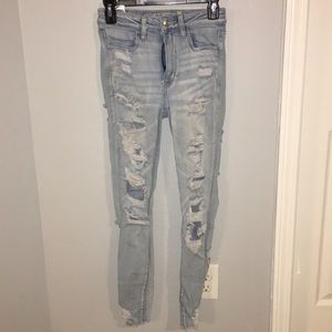 AE light wash skinny jeans